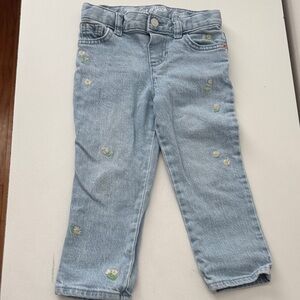 Cat & Jack Sky Blue Kids Jeans with Floral Embroidery